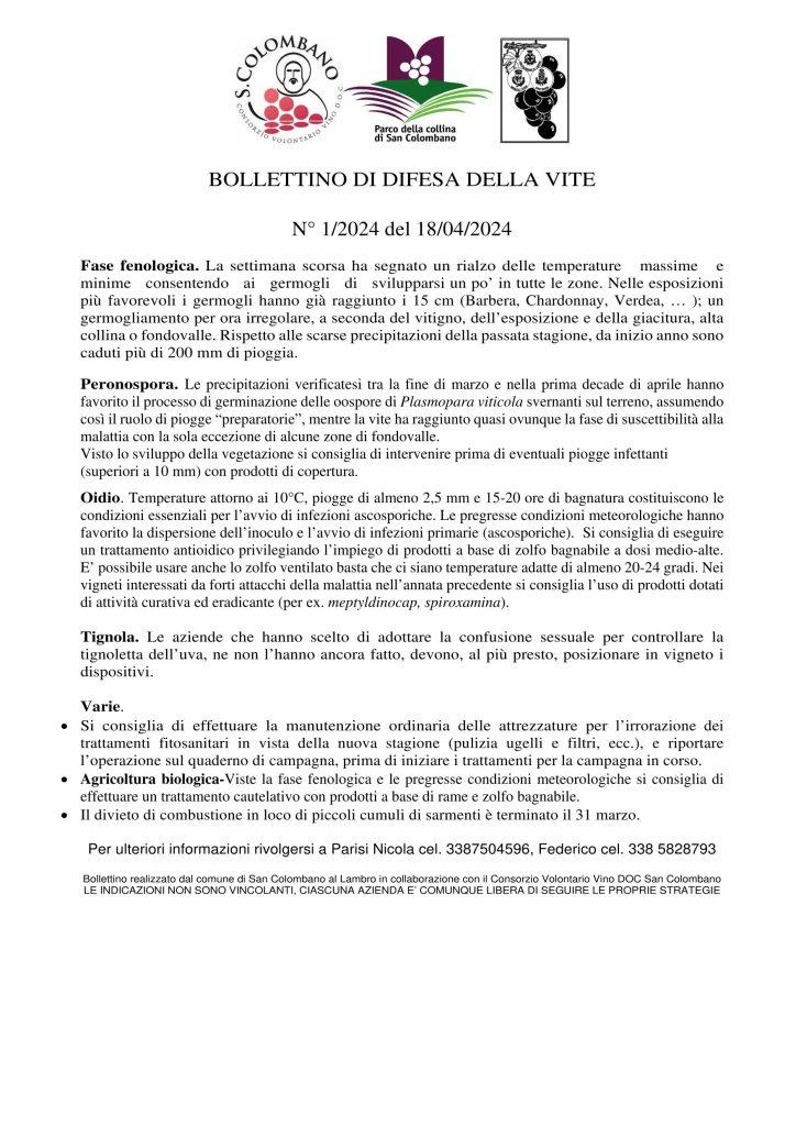 bollettino difesa vite