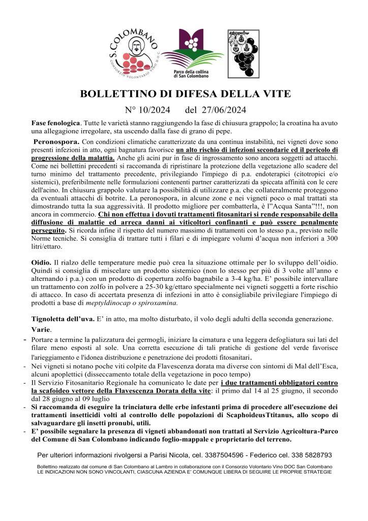 bollettino difesa vite