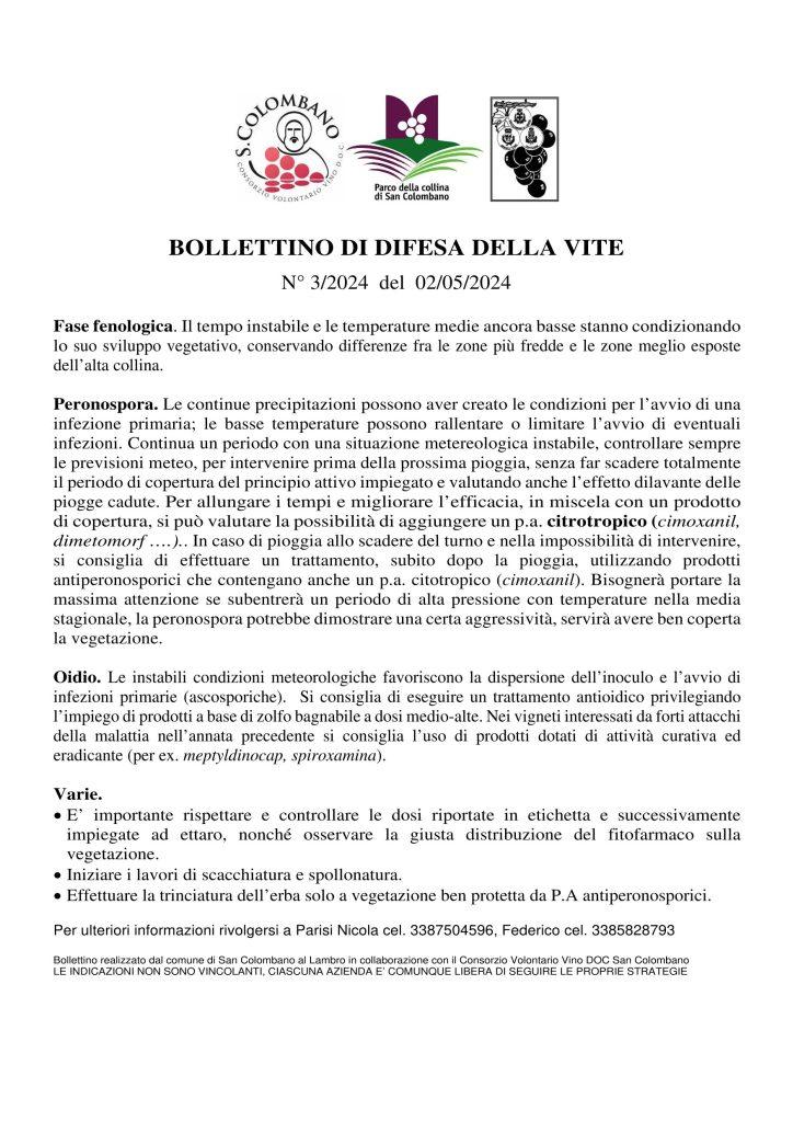 bollettino difesa vite