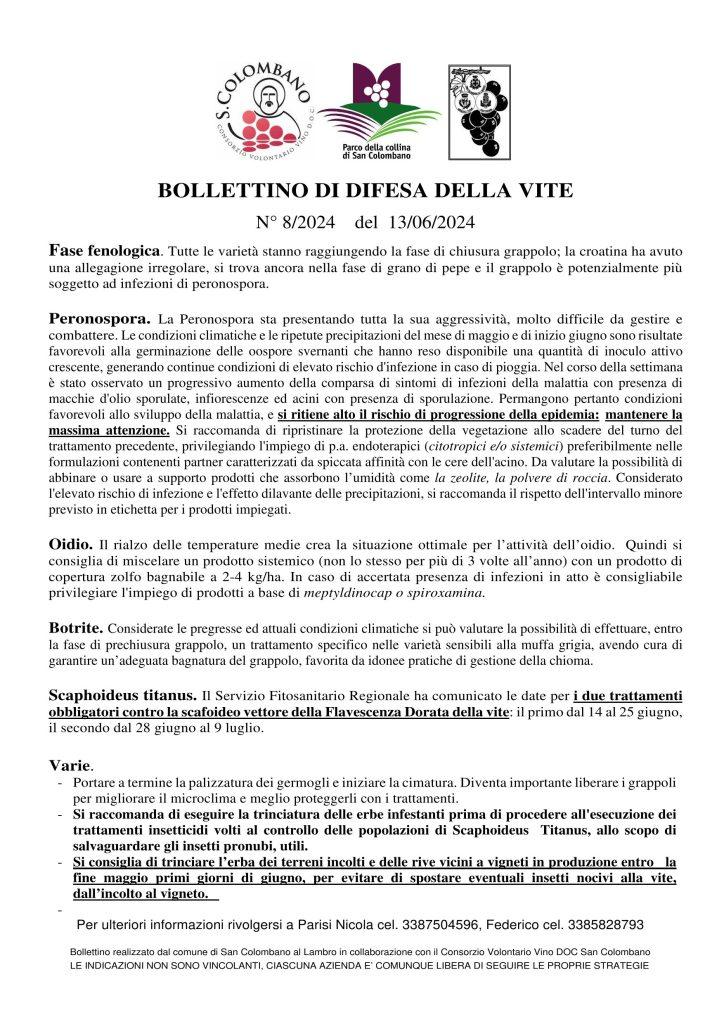 bollettino difesa vite